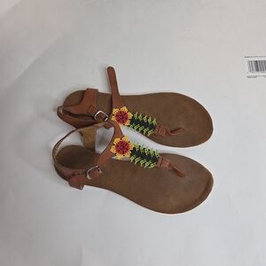 Brown Beaded Women's Sandals